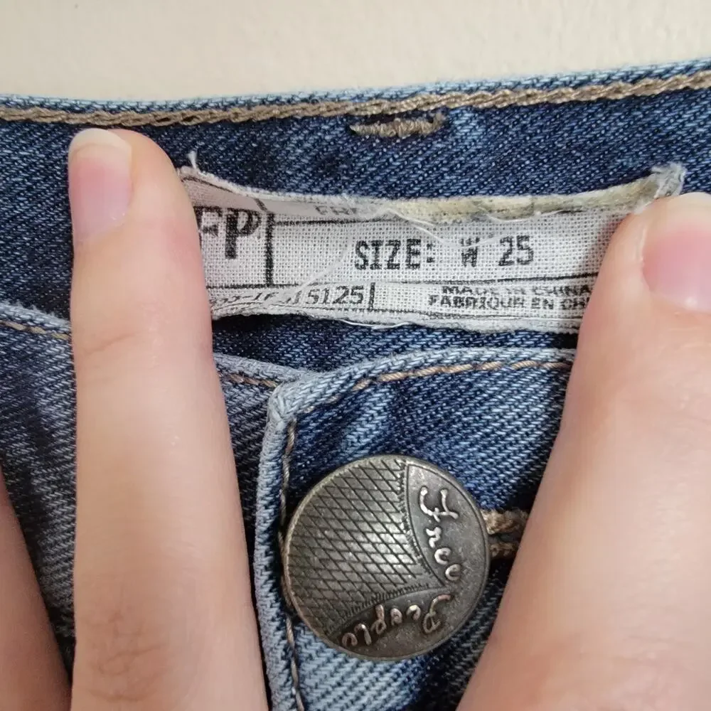 Free People Distressed Lace Denim Shorts Size 25